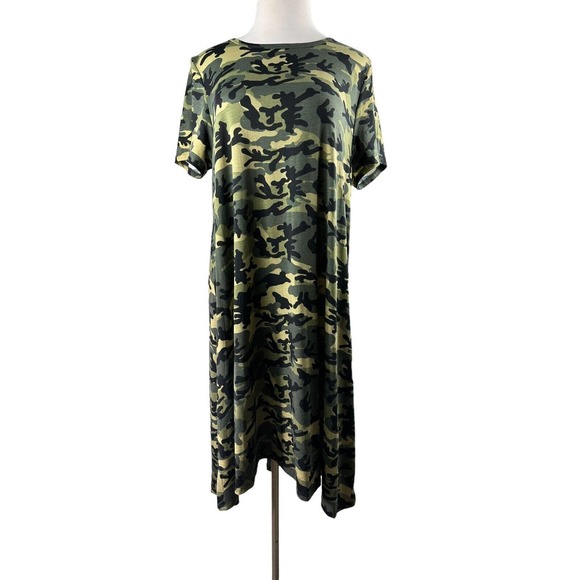 🦄 Lularoe Carly Dress Camouflage Camo Stretch Hi-Lo Short Sleeve Plus Size 3XL - Picture 2 of 8